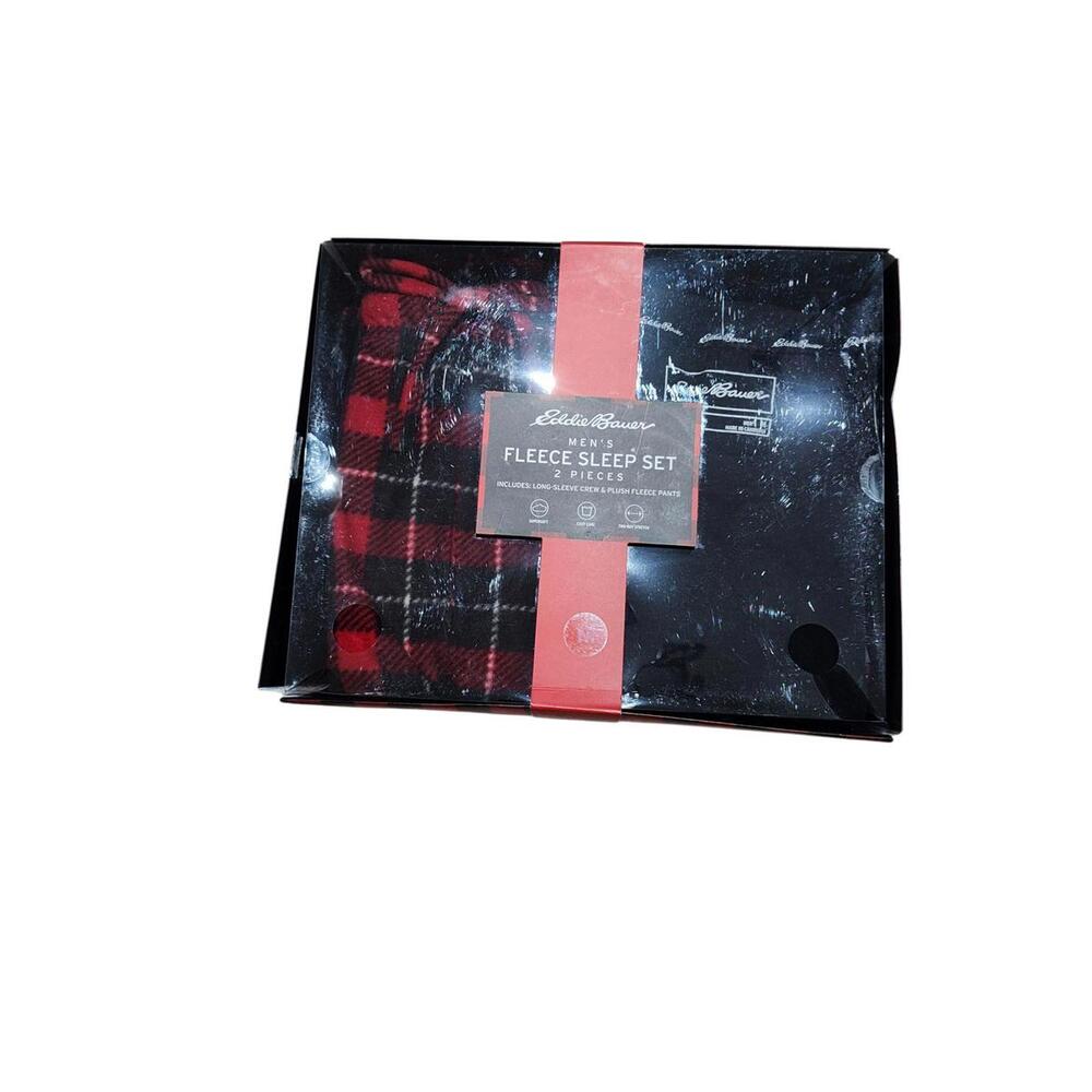 Men's Eddie Bauer‎ Fleece Sleep Set - (Long-Sleeve Crew & Plush Fleece Pants)